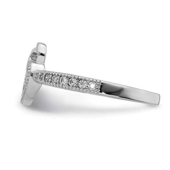 925 Sterling Silver Hearts Rhodium plated CZ (Cubic Zirconia) Ring - Picture 4 of 6
